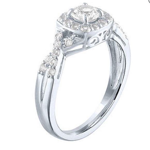 Lab Created White Sapphire Cocktail Ring Sterling Silver Size 7 - Picture 3 of 5